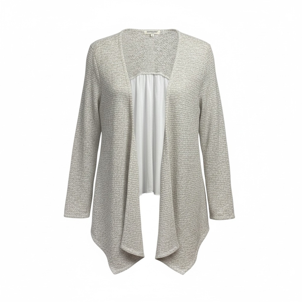 Living Doll Textured Pointelle Knit White/Beige Cardigan Women’s S